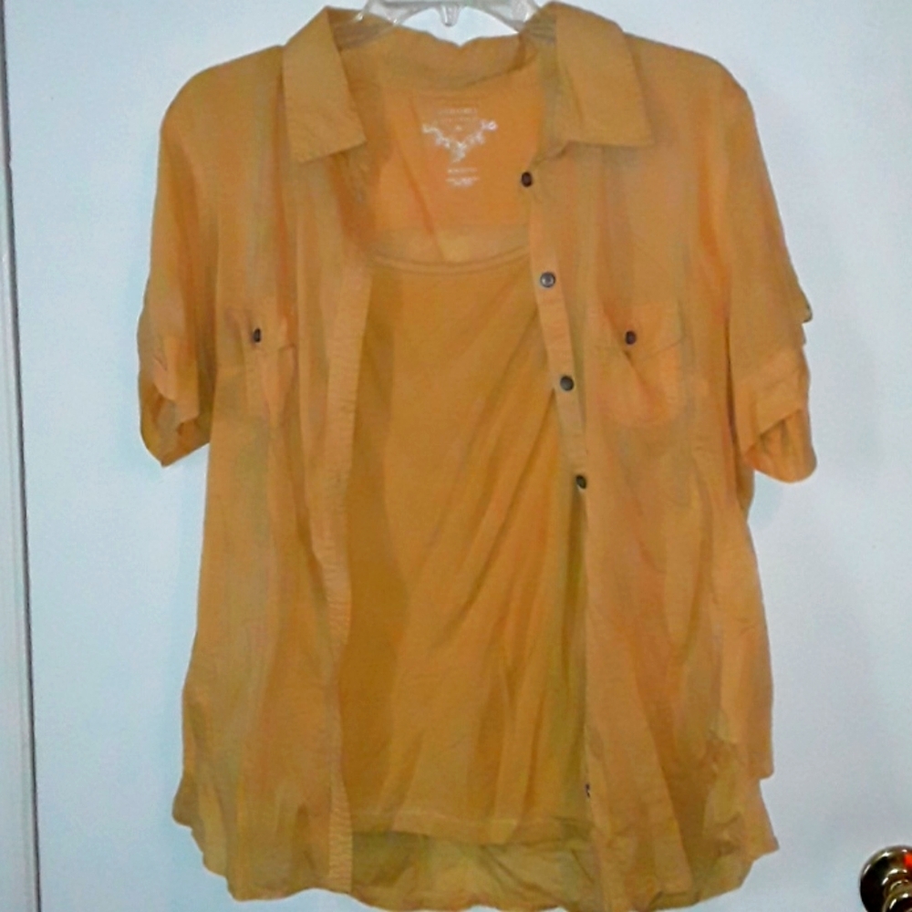 Cami with button down over shirt